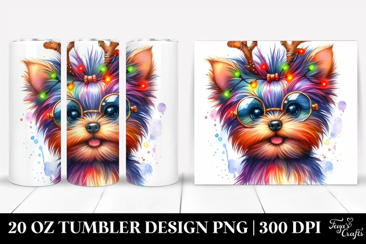 Vibrant Yorkshire Terrier with Crazy Haircut 20 Oz Tumbler