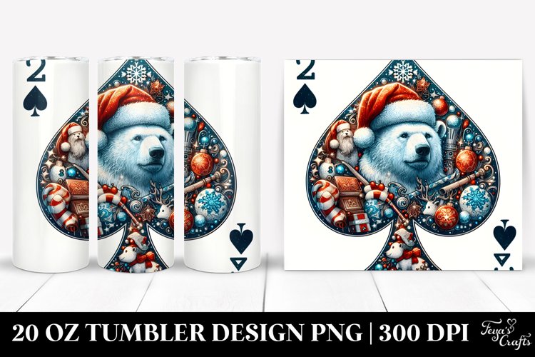 Polar Bear with Santa Hat 20 Oz Tumbler