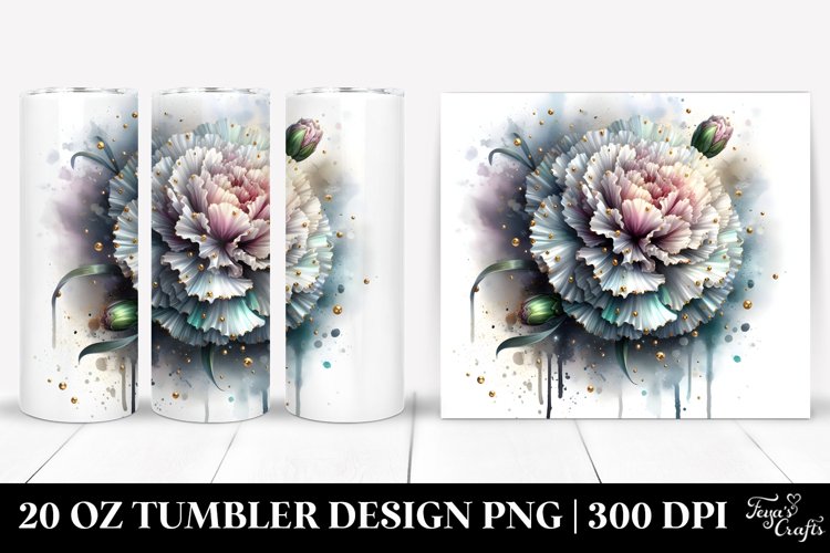 Shiny Carnation Material Watercolor Tumbler Design