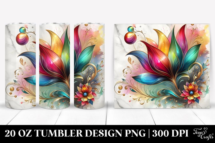 Colorful Floral Swirls Tumbler Decor