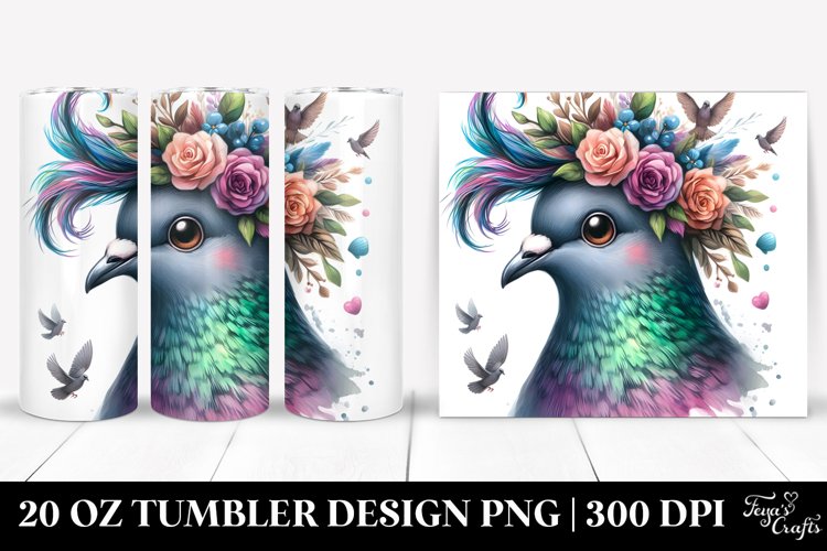 Cute Dove with Cool Haircut 20 Oz Tumbler example image 1