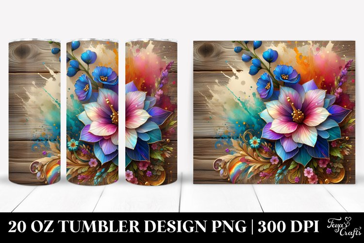 Wooden Delphinium Splash | 20 Oz Tumbler