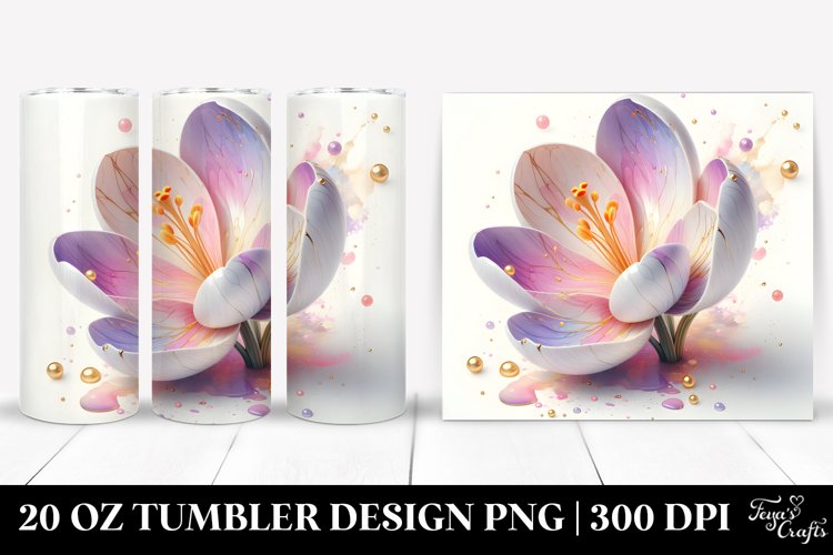 20 Oz Tumbler Sublimation | Pastel Crocus with Golden
