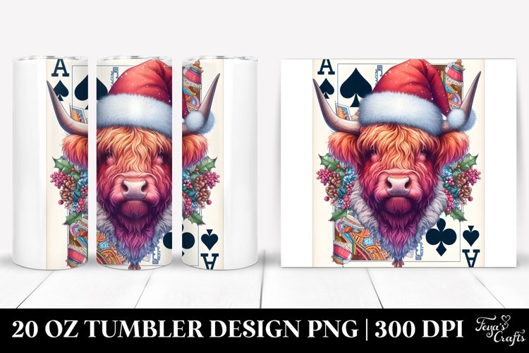 Highland Cow with Santa Hat 20 Oz Tumbler