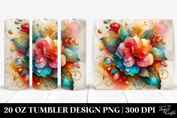 20 Oz Tumbler Sublimation | Colorful Begonia Material