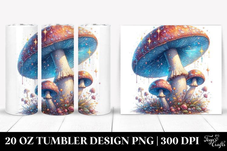 detailed Shiny Mushroom Watercolor Splash | 20 oz Tumbler