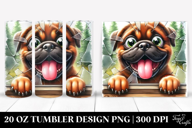 Crazy Mastiff Sticking Out | 20 Oz Tumbler example image 1