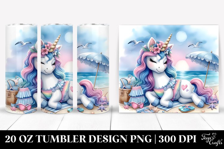 Cute Beachwear Unicorn | 20 Oz Tumbler example image 1