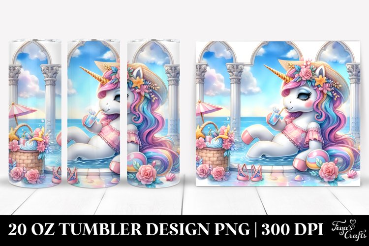 Cute Beachwear Unicorn | 20 Oz Tumbler example image 1