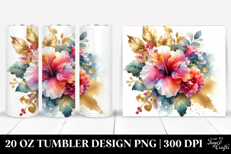 Vibrant Bouquet with Gold Foil | 20 Oz Tumbler