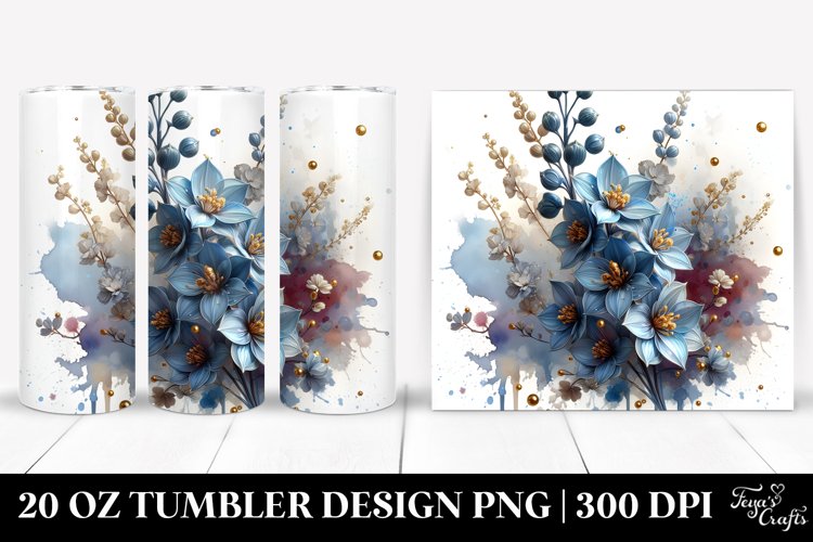20 Oz Tumbler Sublimation | Material Delphinium Splash