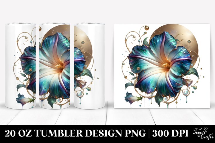 Detailed Morning Glory Tumbler 20 Oz example image 1