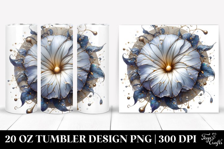 Detailed Morning Glory Tumbler 20 Oz example image 1