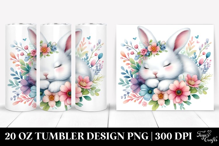 Colorful Watercolor Cute Rabbit Tumbler example image 1