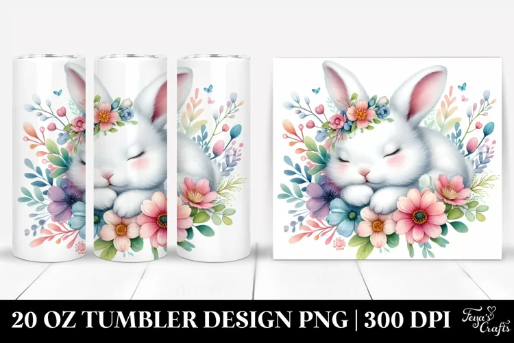 Colorful Watercolor Cute Rabbit Tumbler