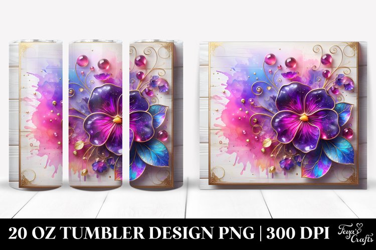 Floral Tumbler, 20 oz Skinny Tumbler Wrap