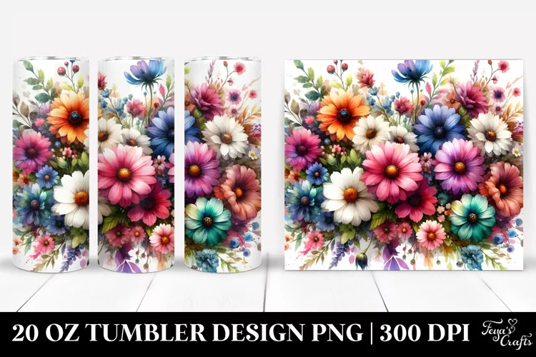Washed Watercolor Vibrant Flowers | 20 oz Tumbler