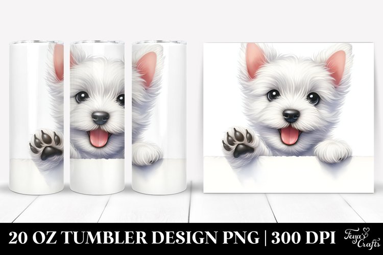 Watercolor West Highland White Terrier Tumbler example image 1