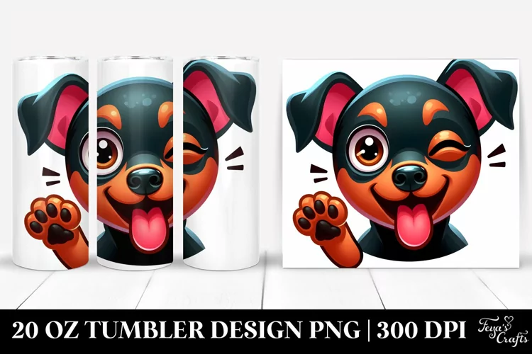 Colorful Cartoon Doberman Pinscher Tumbler