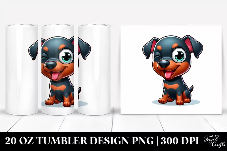 Colorful Cartoon Doberman Pinscher Tumbler