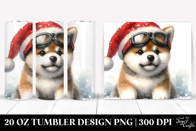 Expressive Akita with Sky Googles, Transparent 20 Oz Tumbler example image 1