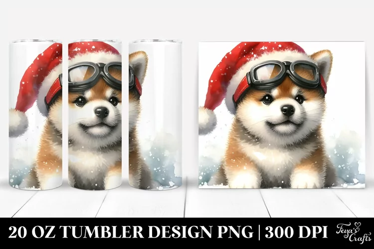 Expressive Akita with Sky Googles, Transparent 20 Oz Tumbler