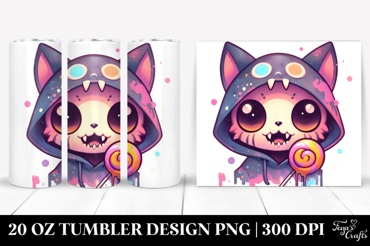 Spooky Cat with Lollipop.20 Oz Tumbler