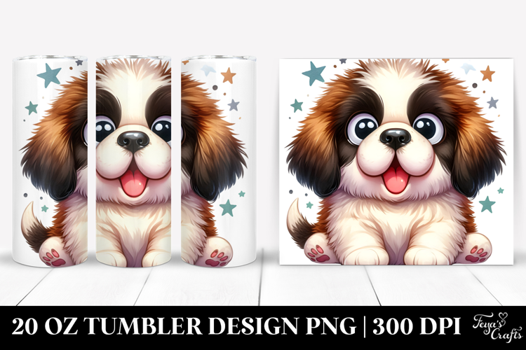 Cute Saint Bernard, Watercolor 20 Oz Tumbler