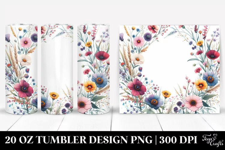 Vibrant Watercolor Wild Flowers | 20 oz Tumbler