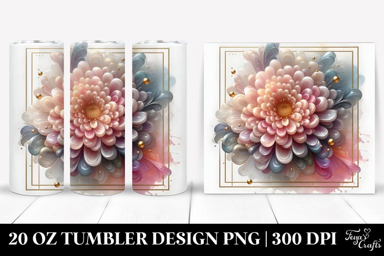 Glossy Chrysanthemum Tumbler | 20 oz Tumbler