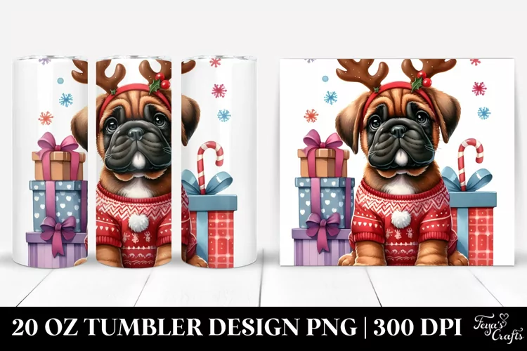 Cute Baby Bullmastiff in Winter 20 Oz Tumbler