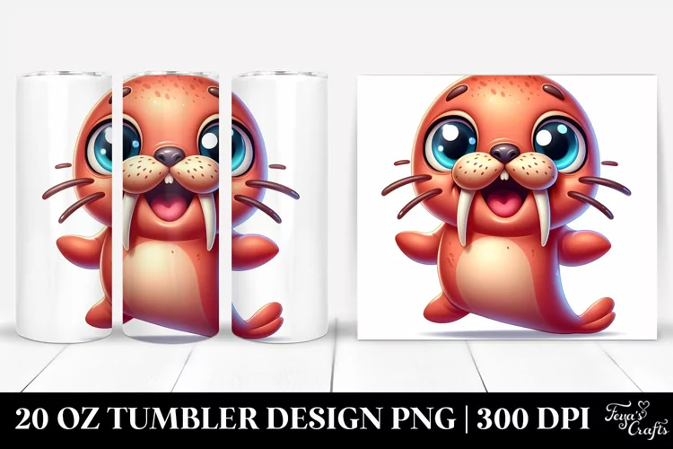 Colorful Baby Walrus Cartoon Tumbler