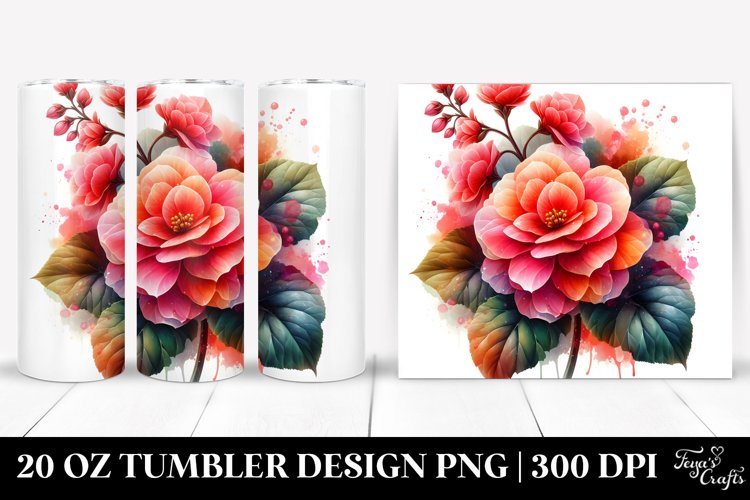 Begonia Watercolor Splash Tumbler