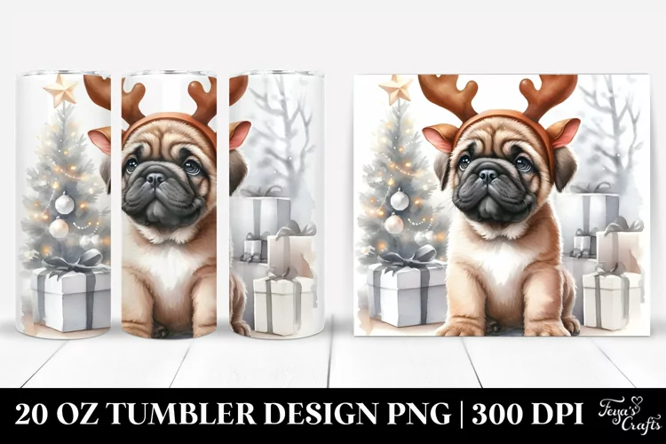 Mastiff with Reindeer Horns, High-Res 20 Oz Tumbler