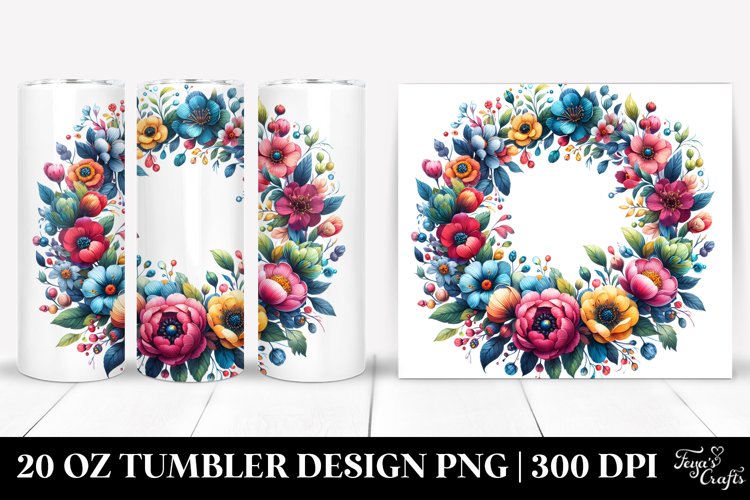 Colorful Seal Floral Frame | 20 Oz Tumbler example image 1