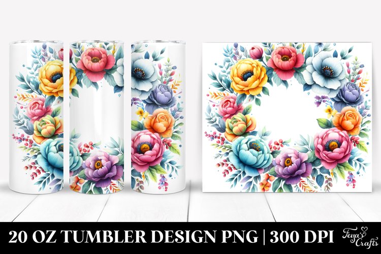 Colorful Seal Floral Frame | 20 Oz Tumbler example image 1
