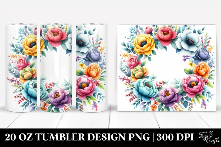 Colorful Seal Floral Frame | 20 Oz Tumbler