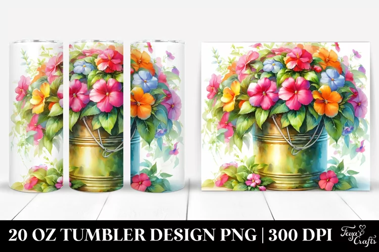 Vibrant Impatiens Watercolor Can | 20 Oz Tumbler