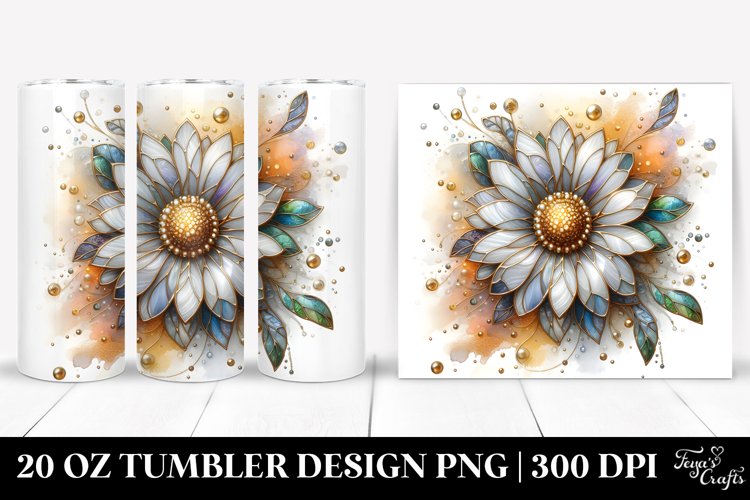 Abstract Stained Daisy | 20 Oz Tumbler example image 1