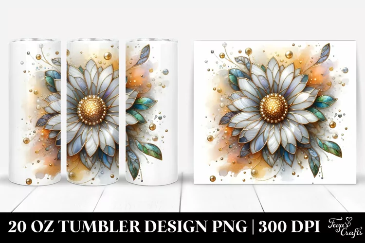 Abstract Stained Daisy | 20 Oz Tumbler