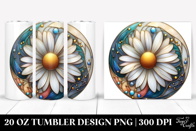 Abstract Stained Daisy | 20 Oz Tumbler example image 1