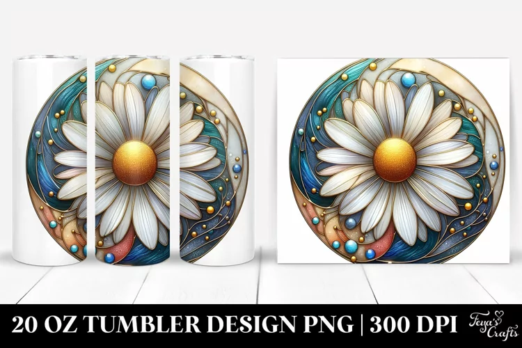Abstract Stained Daisy | 20 Oz Tumbler
