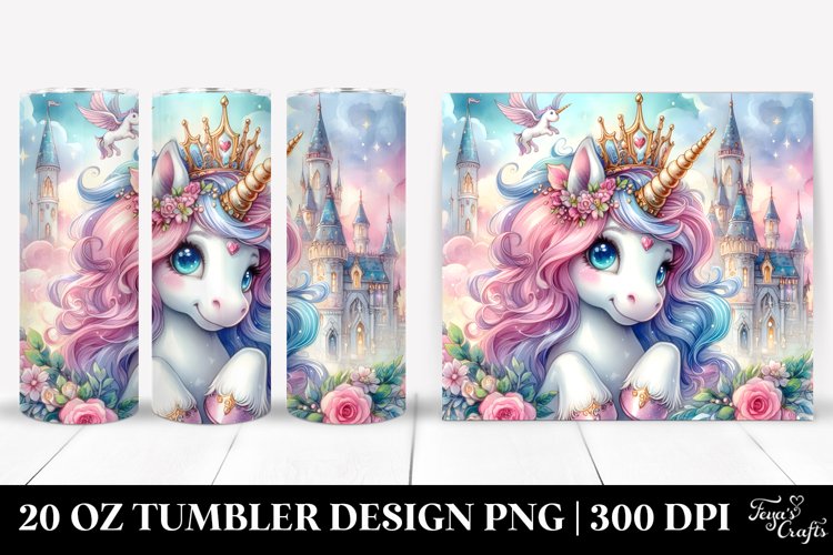 Watercolor Enchanted Castle Unicorn | 20 Oz Tumbler