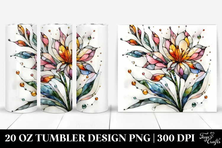 Abstract Stained Freesia | 20 Oz Tumbler