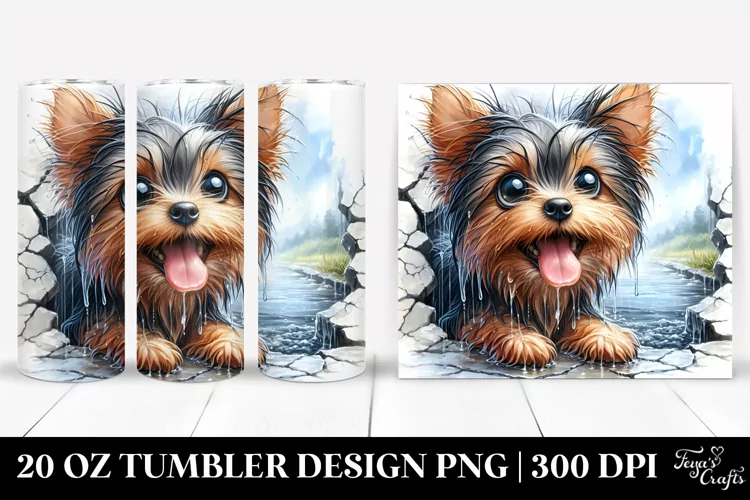 Enthusiastic Yorkshire Terrier in Watercolor | 20 oz Tumbler