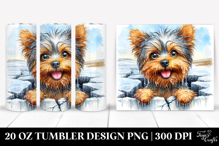 Wet Crazy Yorkshire Terrier | 20 Oz Tumbler example image 1