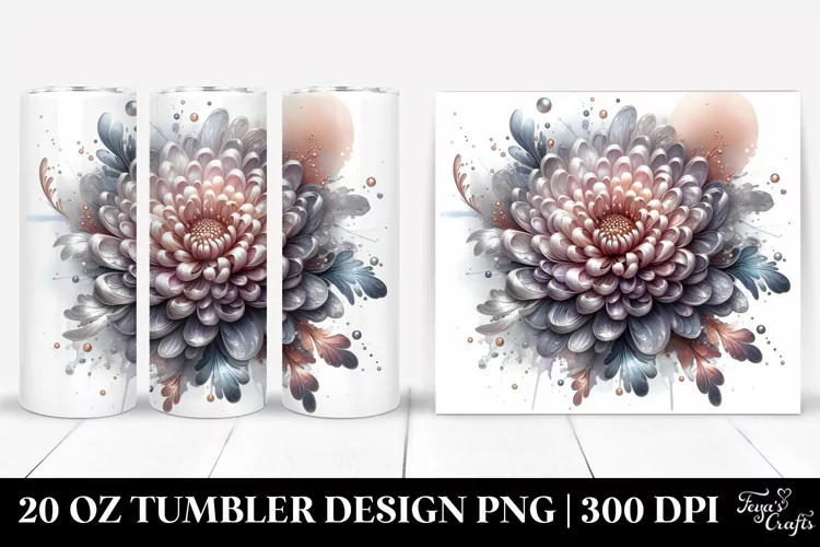 Shiny Chrysanthemum with Metallic Insertions | 20 Oz Tumbler