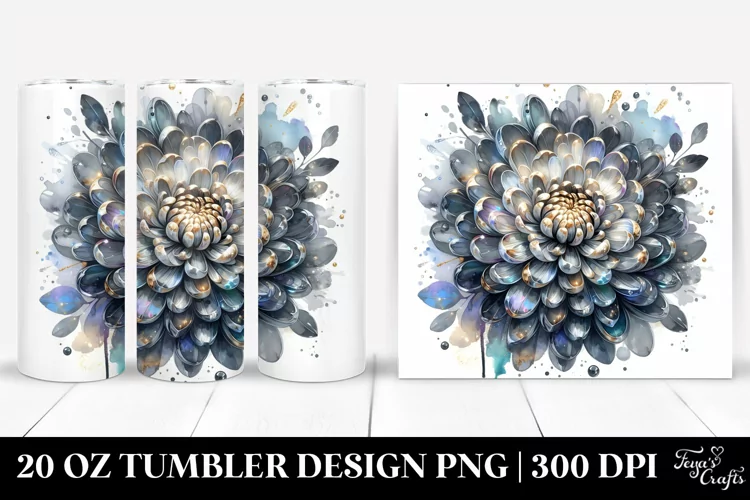 Shiny Chrysanthemum with Metallic Insertions | 20 Oz Tumbler