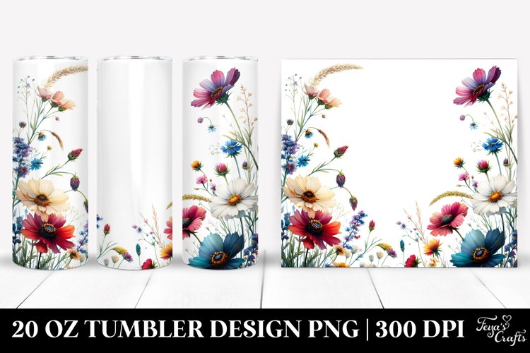 Vibrant Watercolor Wild Flowers | 20 oz Tumbler