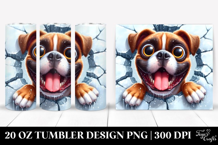 Enthusiastic Boxer in Watercolor | 20 oz Tumbler example image 1